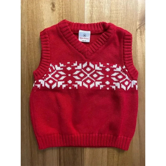 Hanna Andersson Other - Hanna Andersson Kids Holiday Red Fair Isle Sweater Vest Size 80 (18-24m)